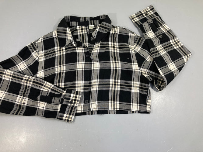 Chemisier court ml noir à carreaux, moins cher chez Petit Kiwi