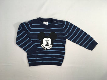 Pull bleu marine rayé Mickey