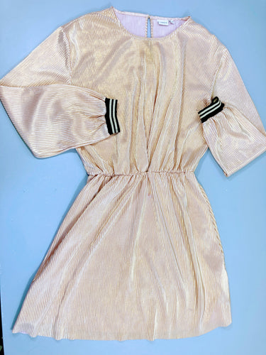 Robe m.l satinée rose irisé, moins cher chez Petit Kiwi