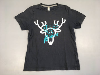 T-shirt m.c bleu foncé Kediss mon bichon-Floc craquelé