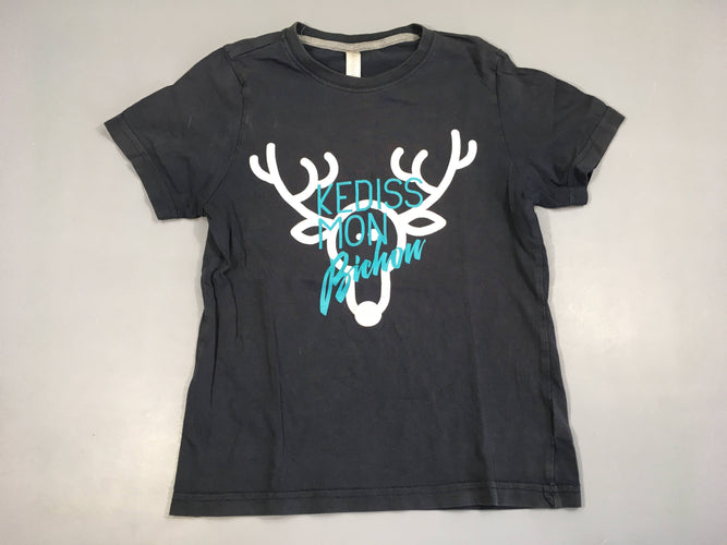 T-shirt m.c bleu foncé Kediss mon bichon-Floc craquelé, moins cher chez Petit Kiwi