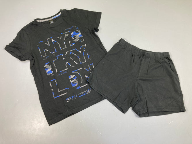Pyjashort 2pcs jersey noir NYC bleu, moins cher chez Petit Kiwi