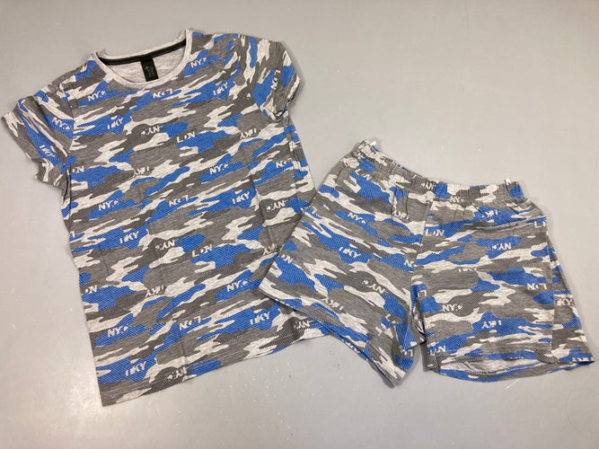Pyjashort 2pcs jersey gris effet bleu, moins cher chez Petit Kiwi