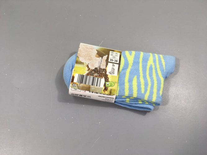 NEUF lot de 2 paires de chaussettes bleu/vert, 35-38, moins cher chez Petit Kiwi