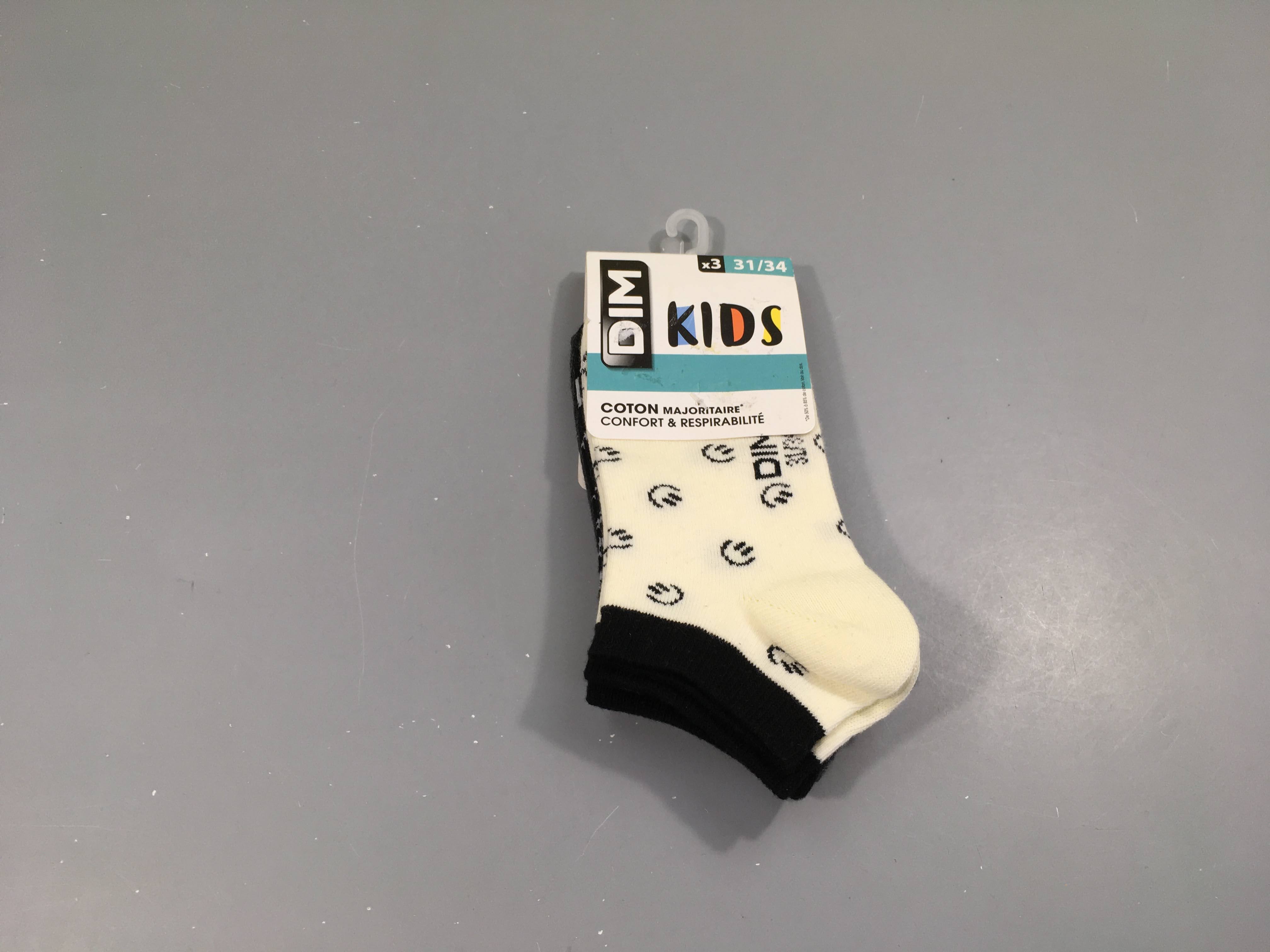 NEUF lot de 3 paires de chaussettes courtes blanc/noir/gris s.miley,31-34