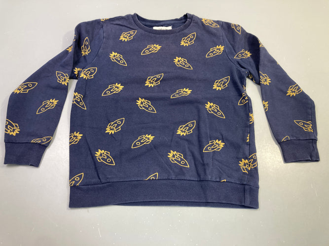 Sweat molleton bleu marine fusées dorées, moins cher chez Petit Kiwi