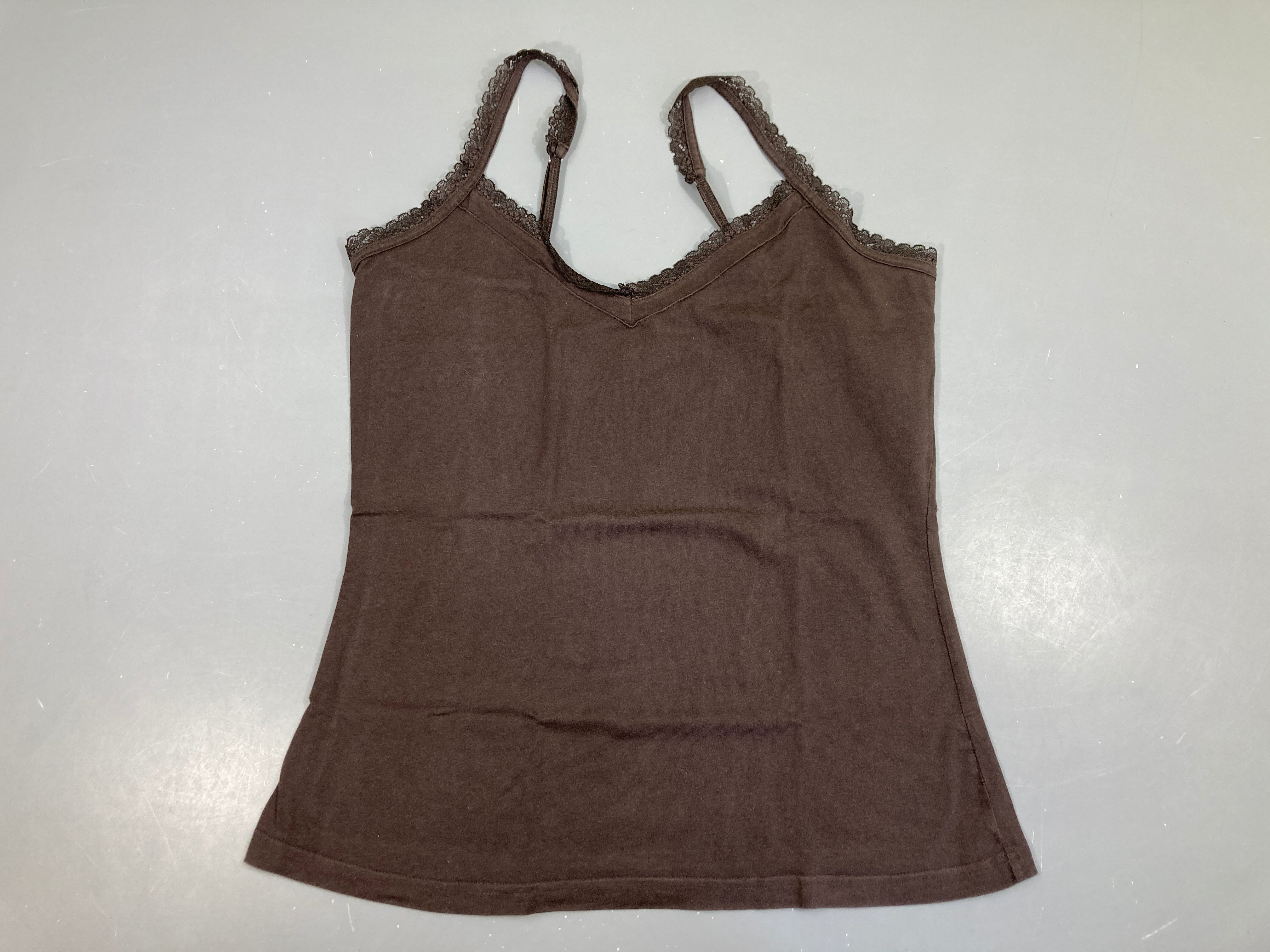 Chemisette/top brun dentelle Légèrement délavé