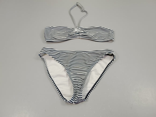 Bikini rayé blanc et noir, moins cher chez Petit Kiwi