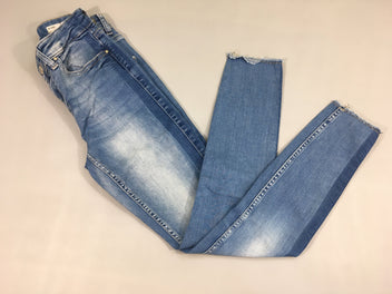 Jeans skinny effet éraillé délavé effiloché bas XS 30