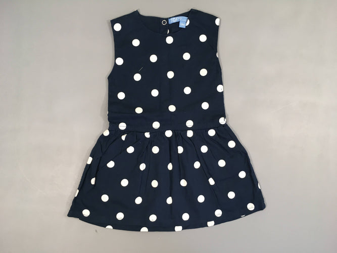 Robe s.m bleu foncé pois, moins cher chez Petit Kiwi