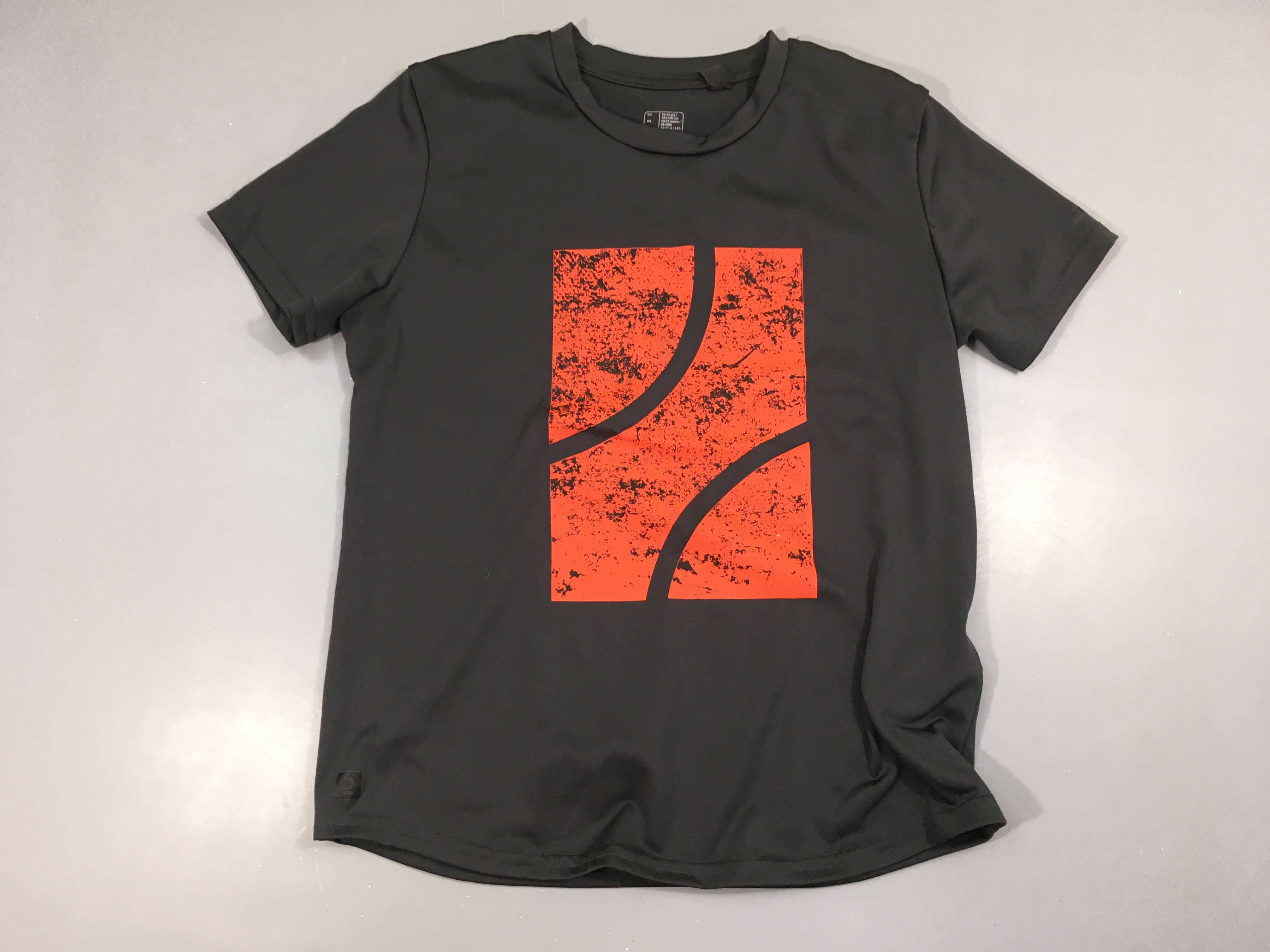 T-shirt m.c de sport gris foncé rectangle orange