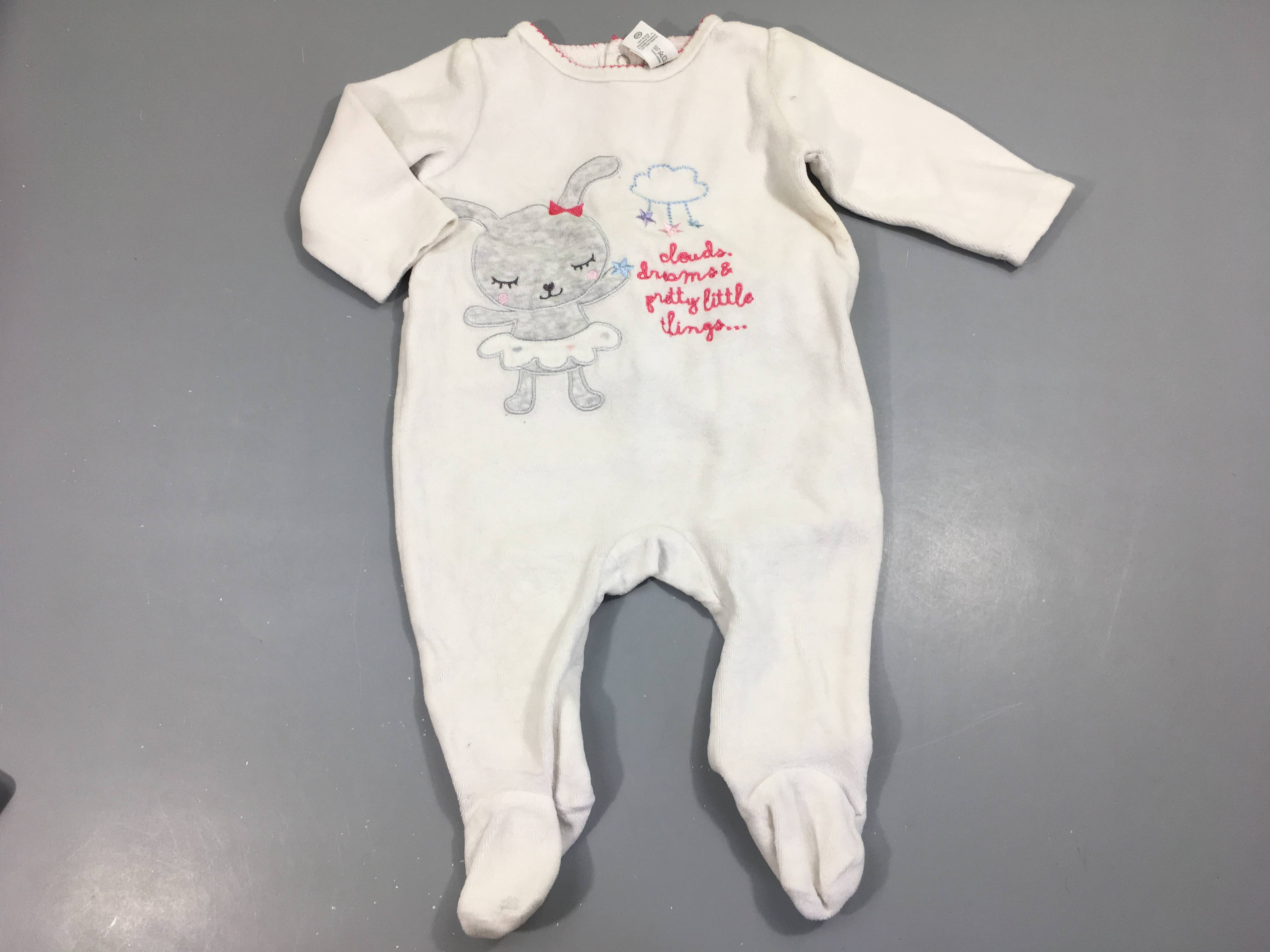 Pyjama velours blanc, lapin