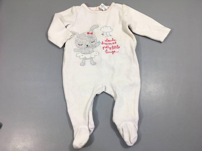 Pyjama velours blanc, lapin, moins cher chez Petit Kiwi