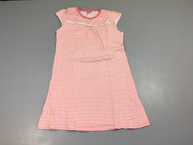 Robe de nuit m.c blanc rayé saumon, moins cher chez Petit Kiwi