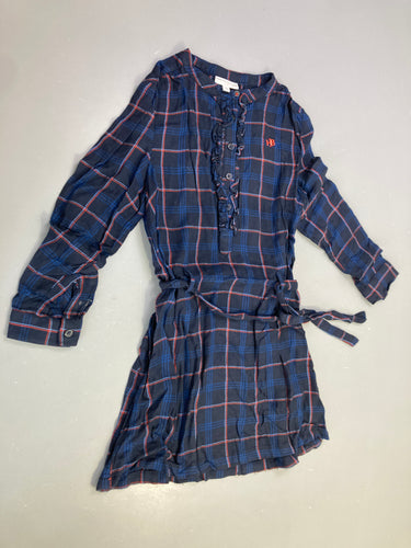 Robe m.l bleu marine carreaux rouge nœud, moins cher chez Petit Kiwi