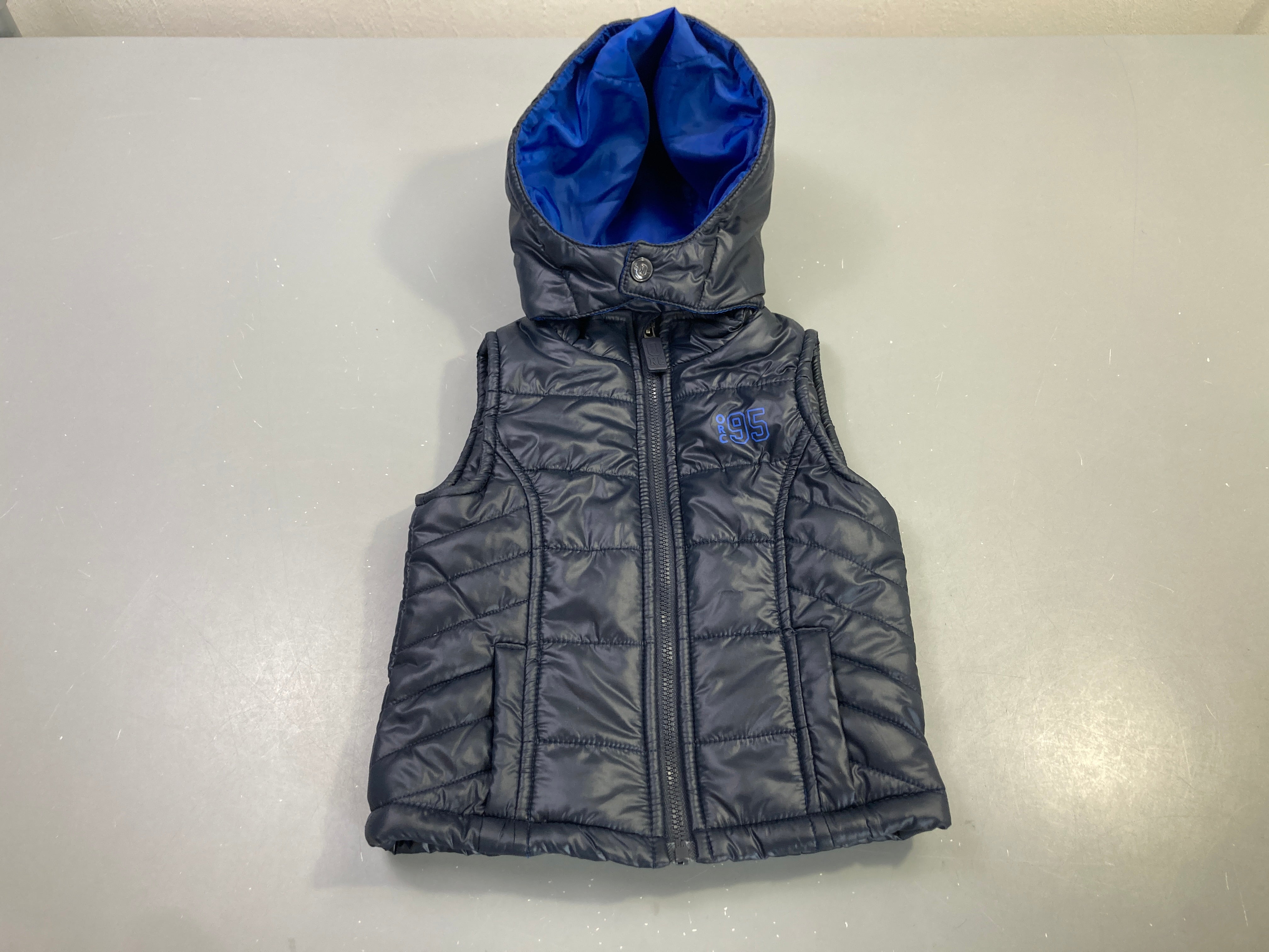Bodywarmer bleu marine capuche doublure bleue