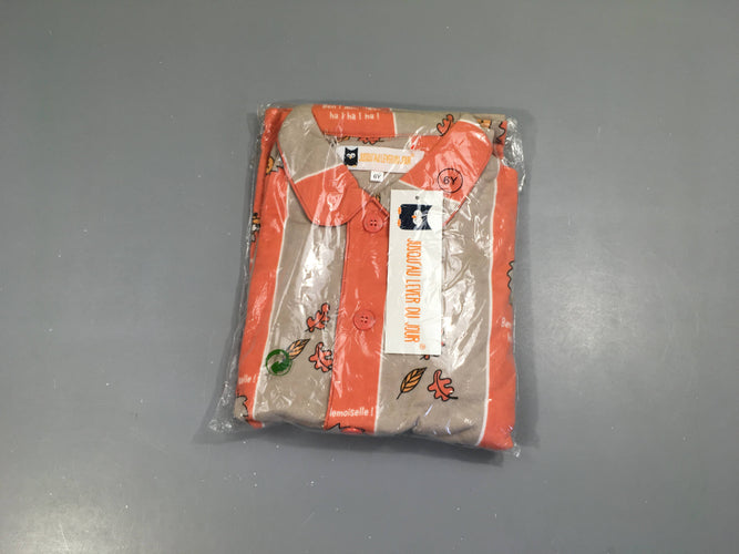 NEUF Pyjama 2 pcs flanelle beige/orange ligné, moins cher chez Petit Kiwi
