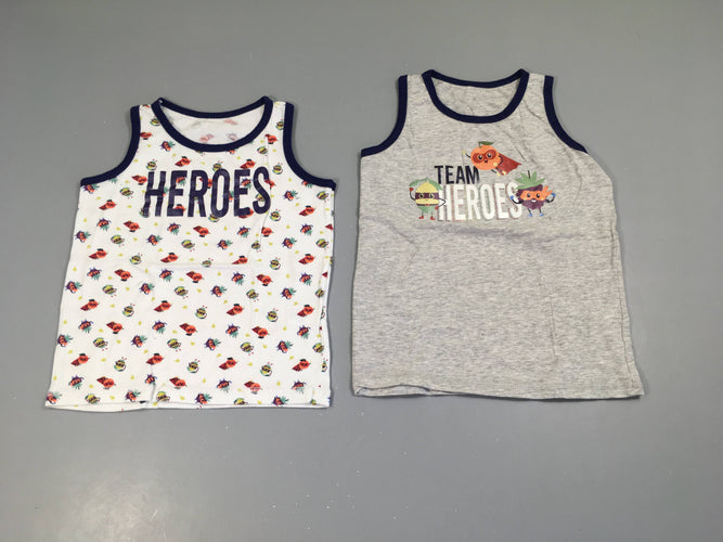 Lot de 2 chemisettes s.m gris/blanc fruits team heroes, moins cher chez Petit Kiwi