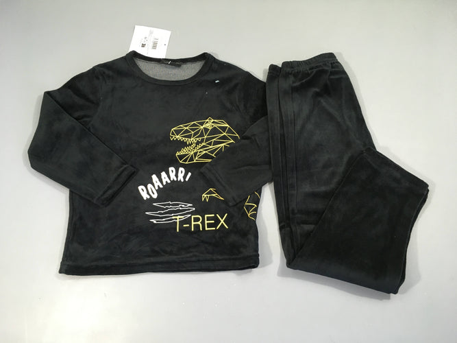 NEUF Pyjama 2pcs velours noir dinosaure, moins cher chez Petit Kiwi