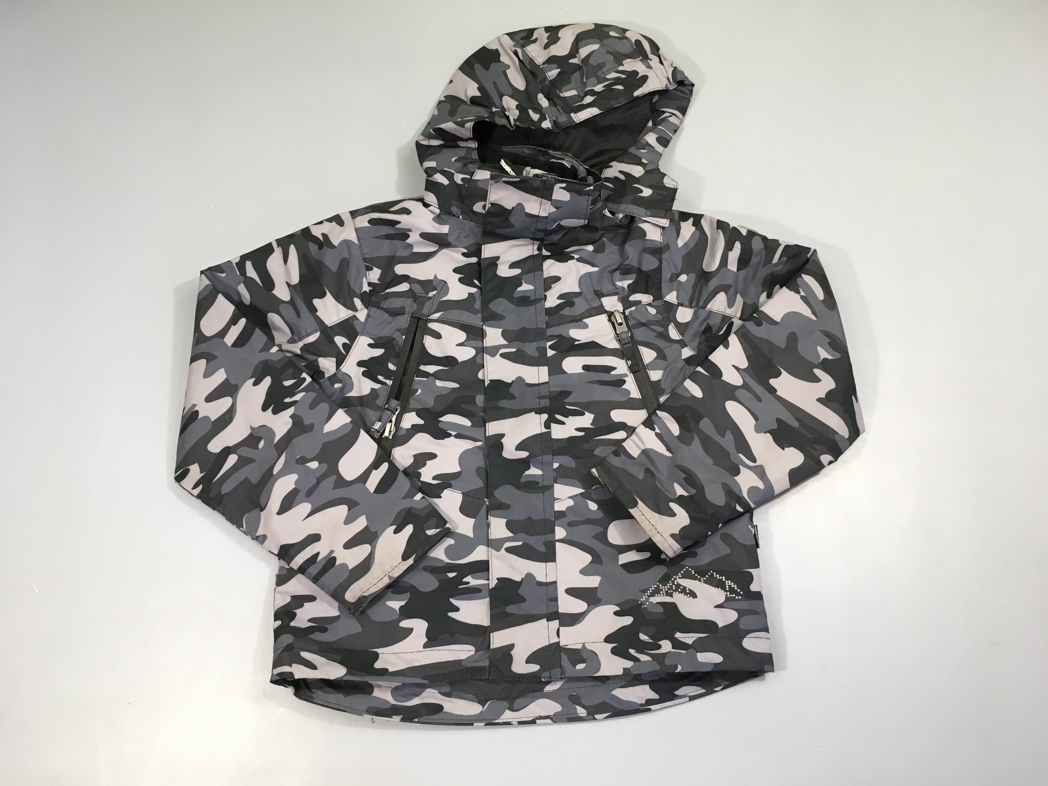 Veste zippée motifs camouflge grise à capuche amovible