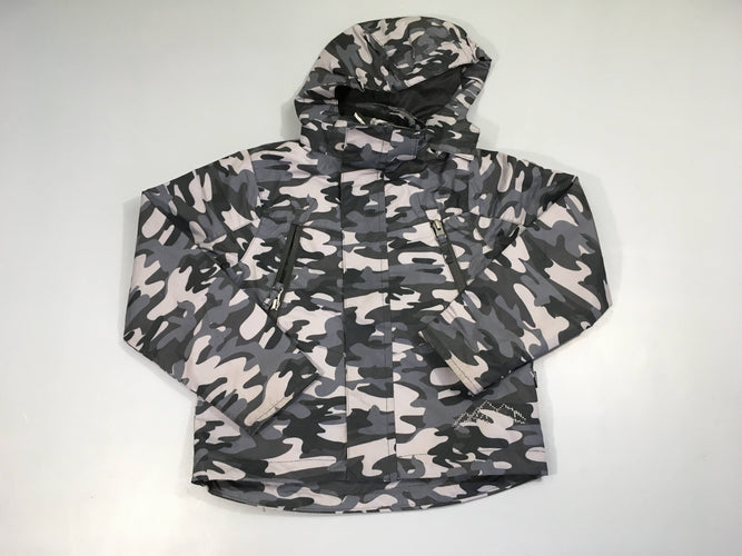 Veste zippée motifs camouflge grise à capuche amovible, moins cher chez Petit Kiwi