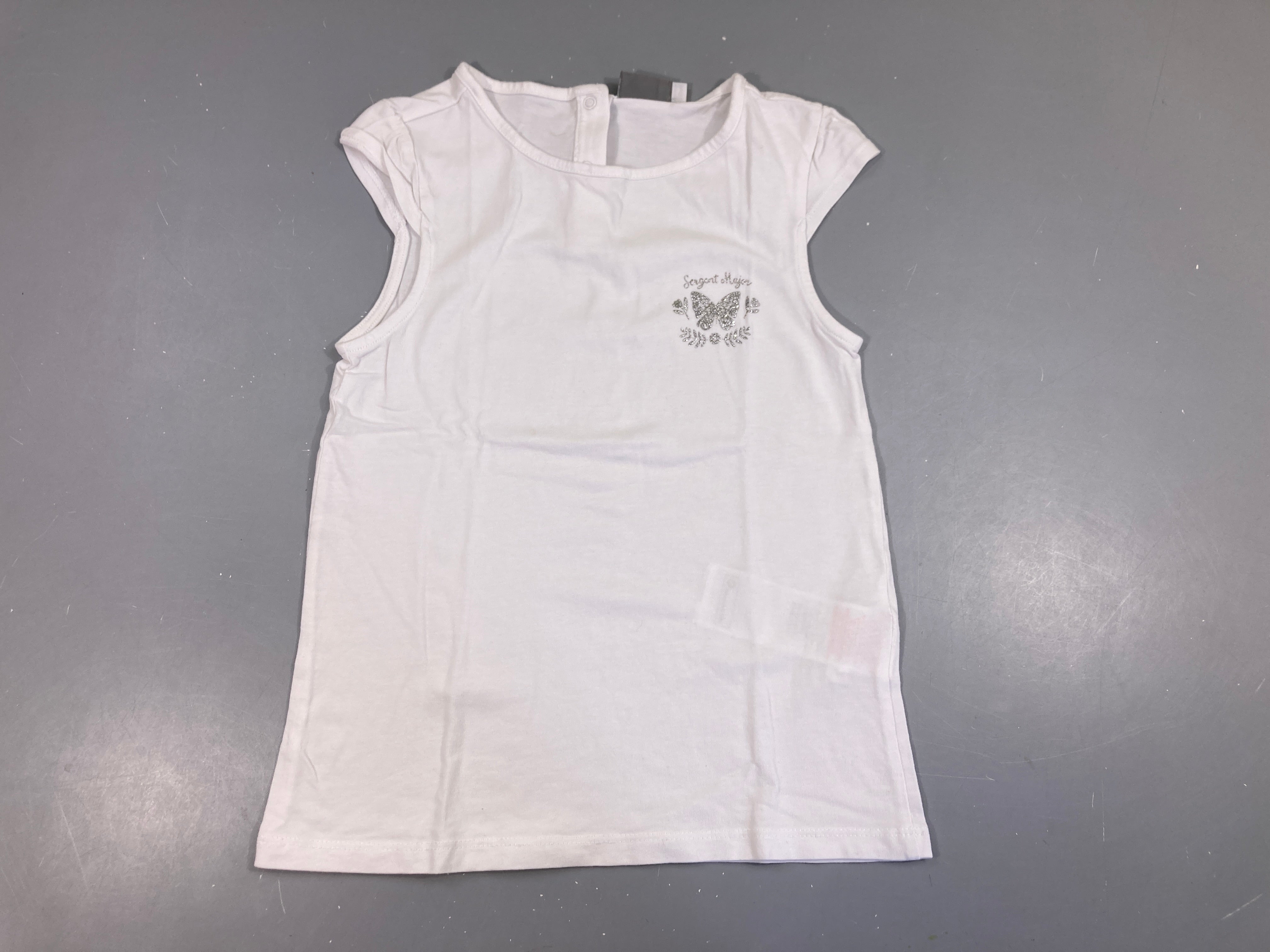 T-shirt m.c blanche papillon argenté