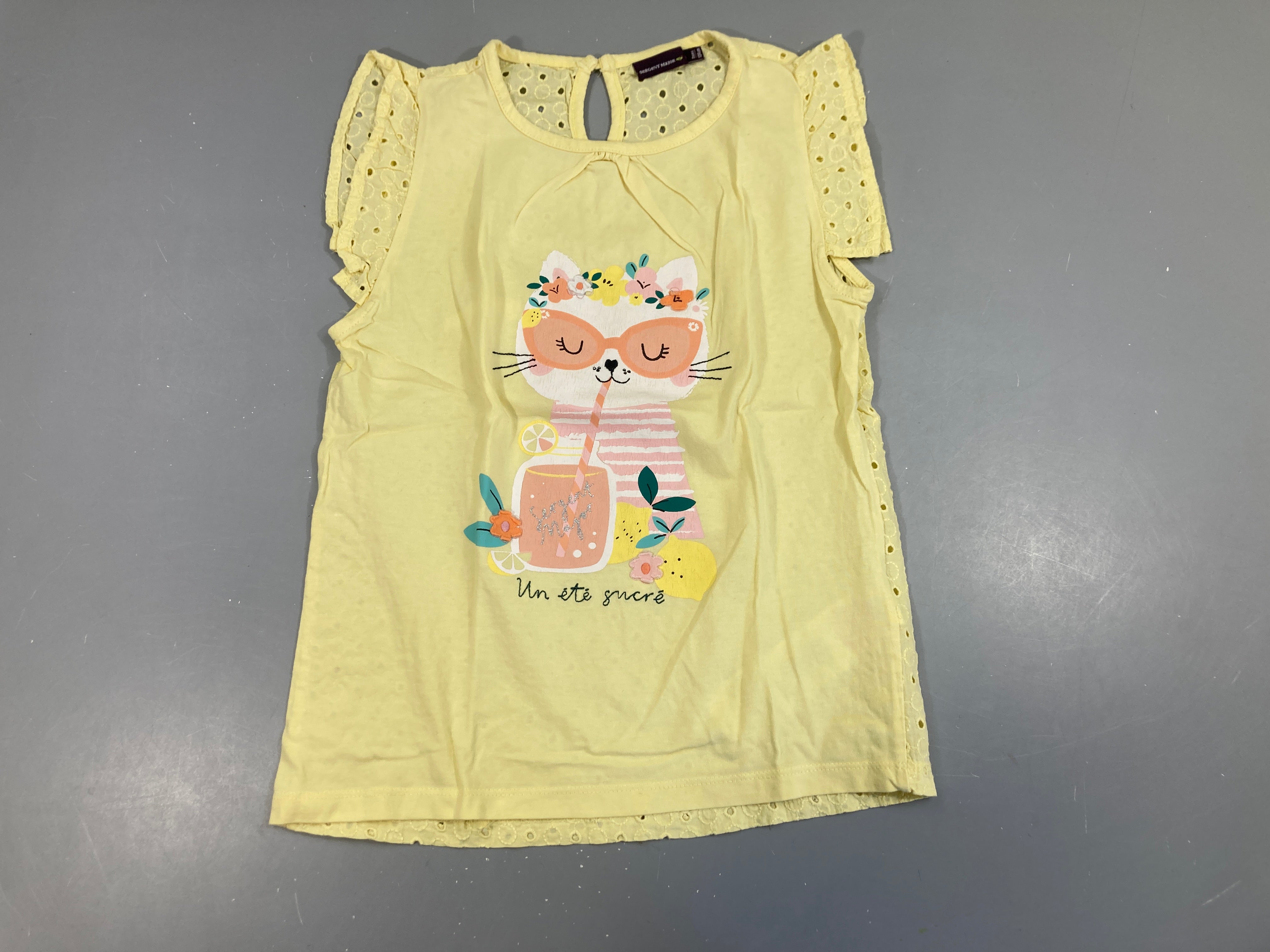 T-shirt m.c jaune dos ajouré chat
