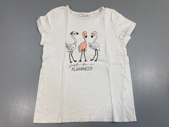T-shirt m.c blanc flamants rose, moins cher chez Petit Kiwi