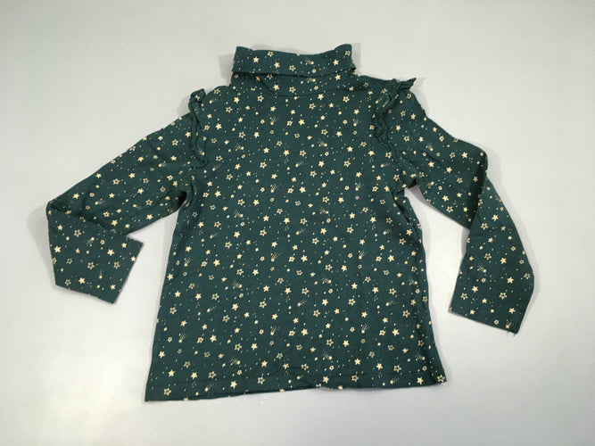 T-shirt m.l col roulé vert étoiles froufrous, moins cher chez Petit Kiwi