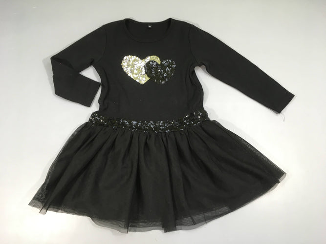 Robe m.l bi-matière haut molleton bouloché sequins coeurs tulle bas, moins cher chez Petit Kiwi