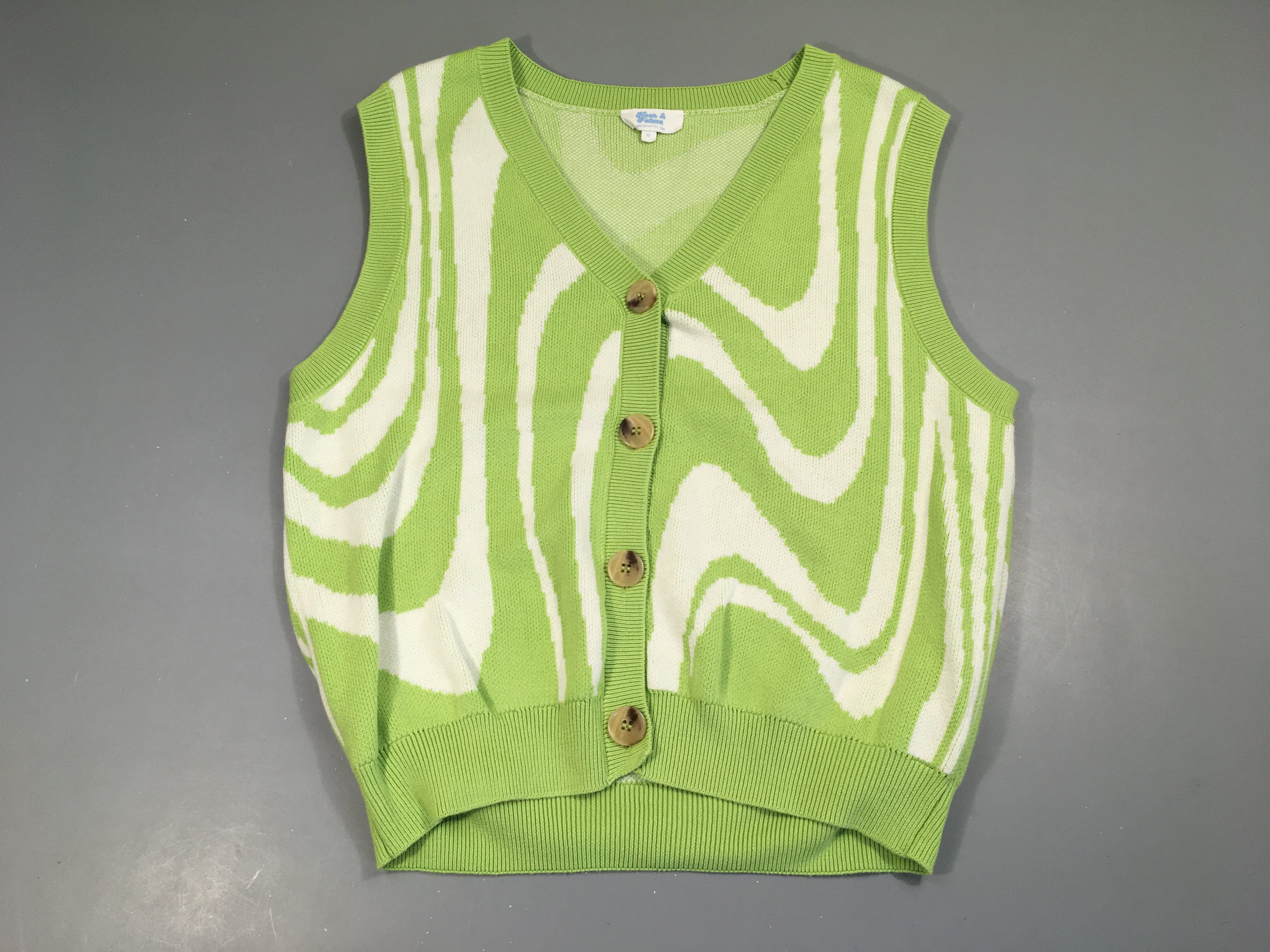 Gilet s.m motifs blanc/vert