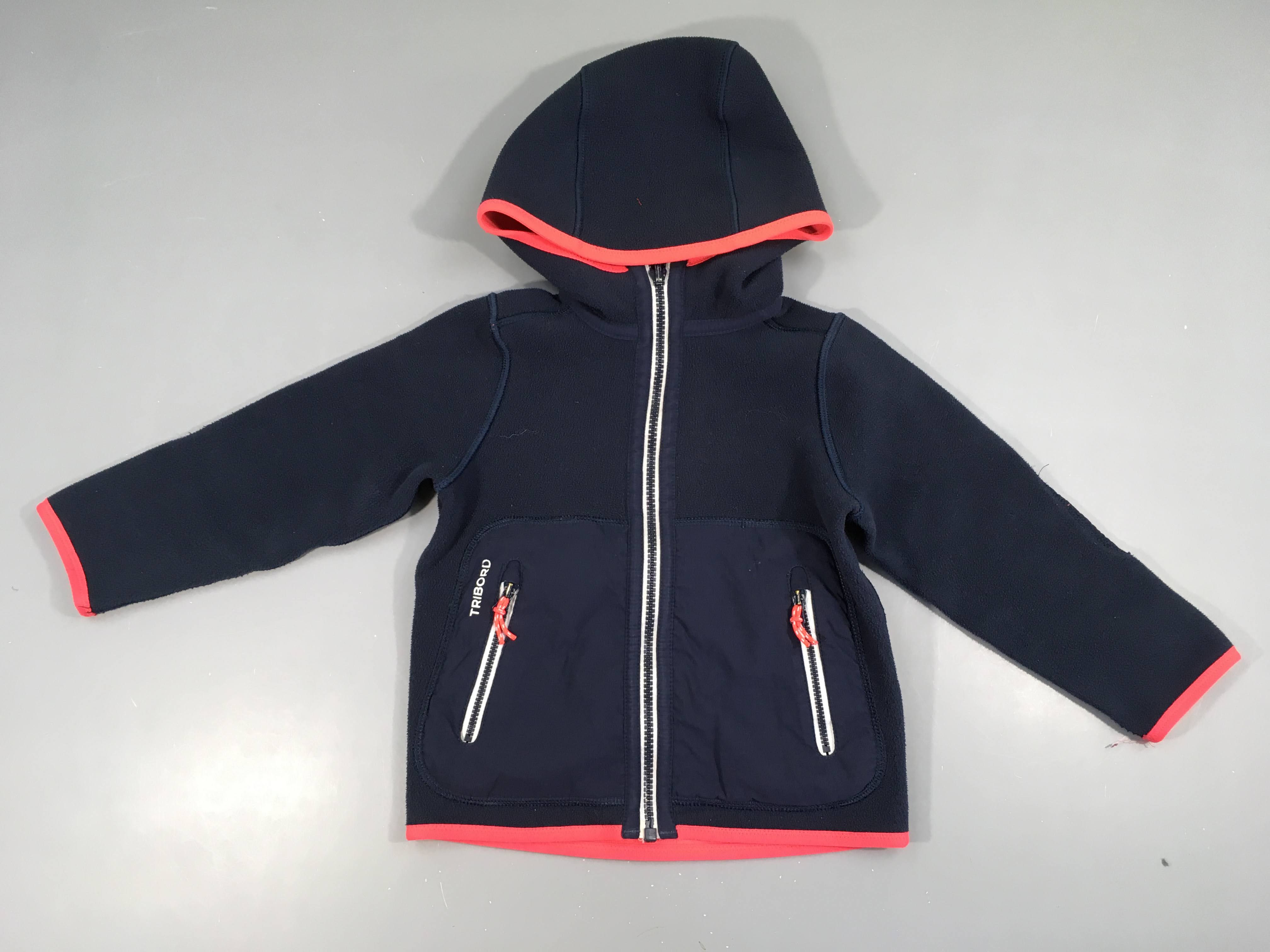 Gilet vest à capuche polar réversible bleu foncé/rose corail Tribord