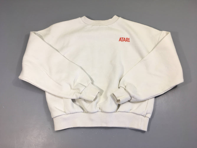 Sweat blanc Atari, légèrement bouloché, moins cher chez Petit Kiwi