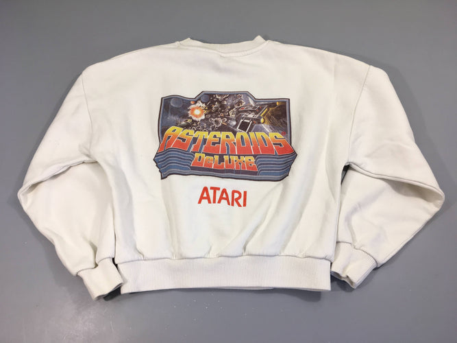Sweat blanc Atari, légèrement bouloché, moins cher chez Petit Kiwi