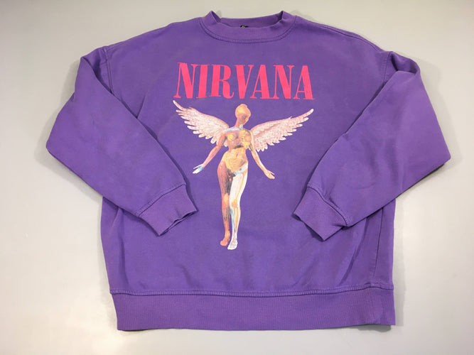 Sweat oversized mauve Nirvana ;tache à l'intérieur à l'arrière, moins cher chez Petit Kiwi