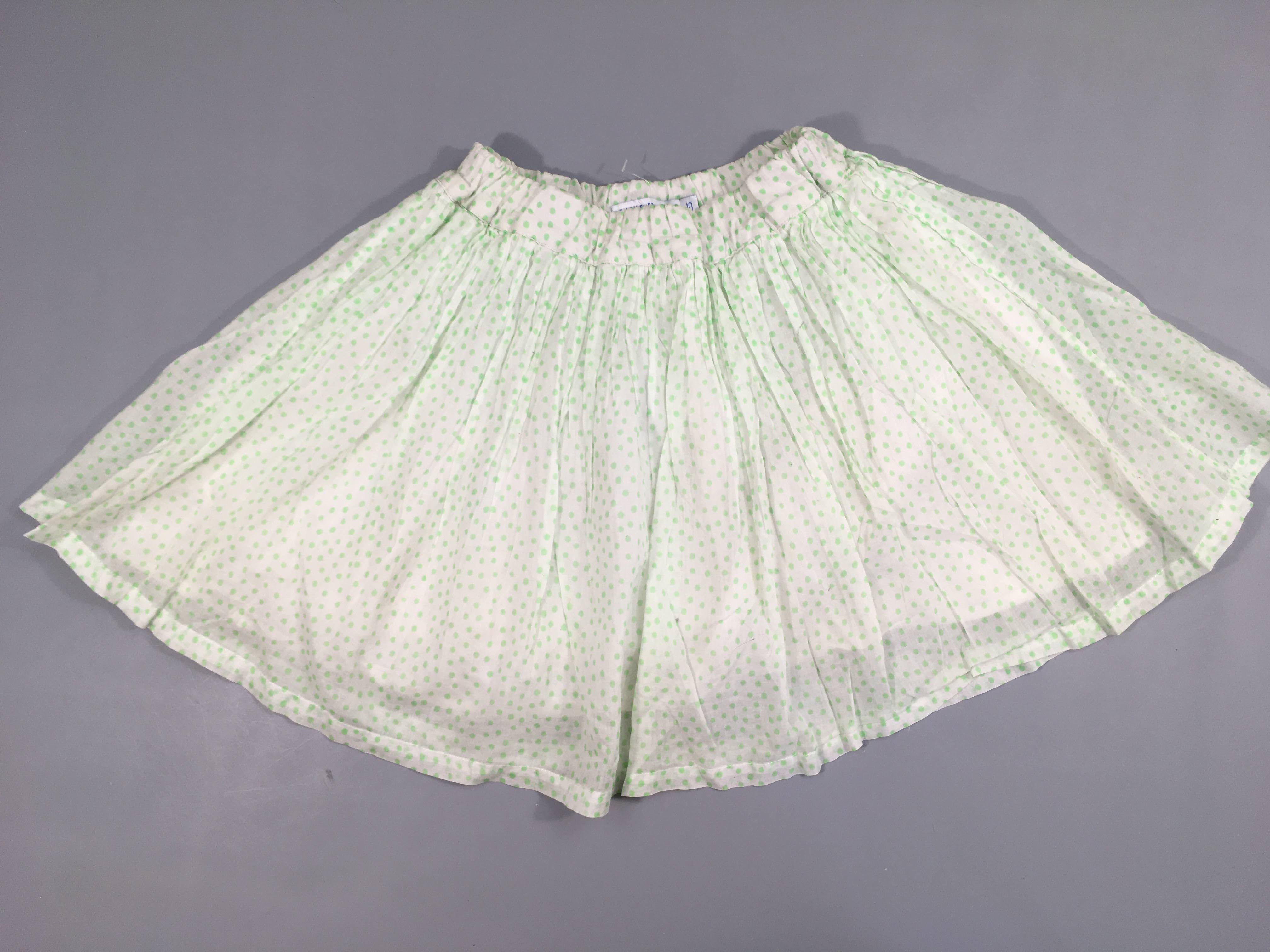 Jupe blanche pois verts doublée
