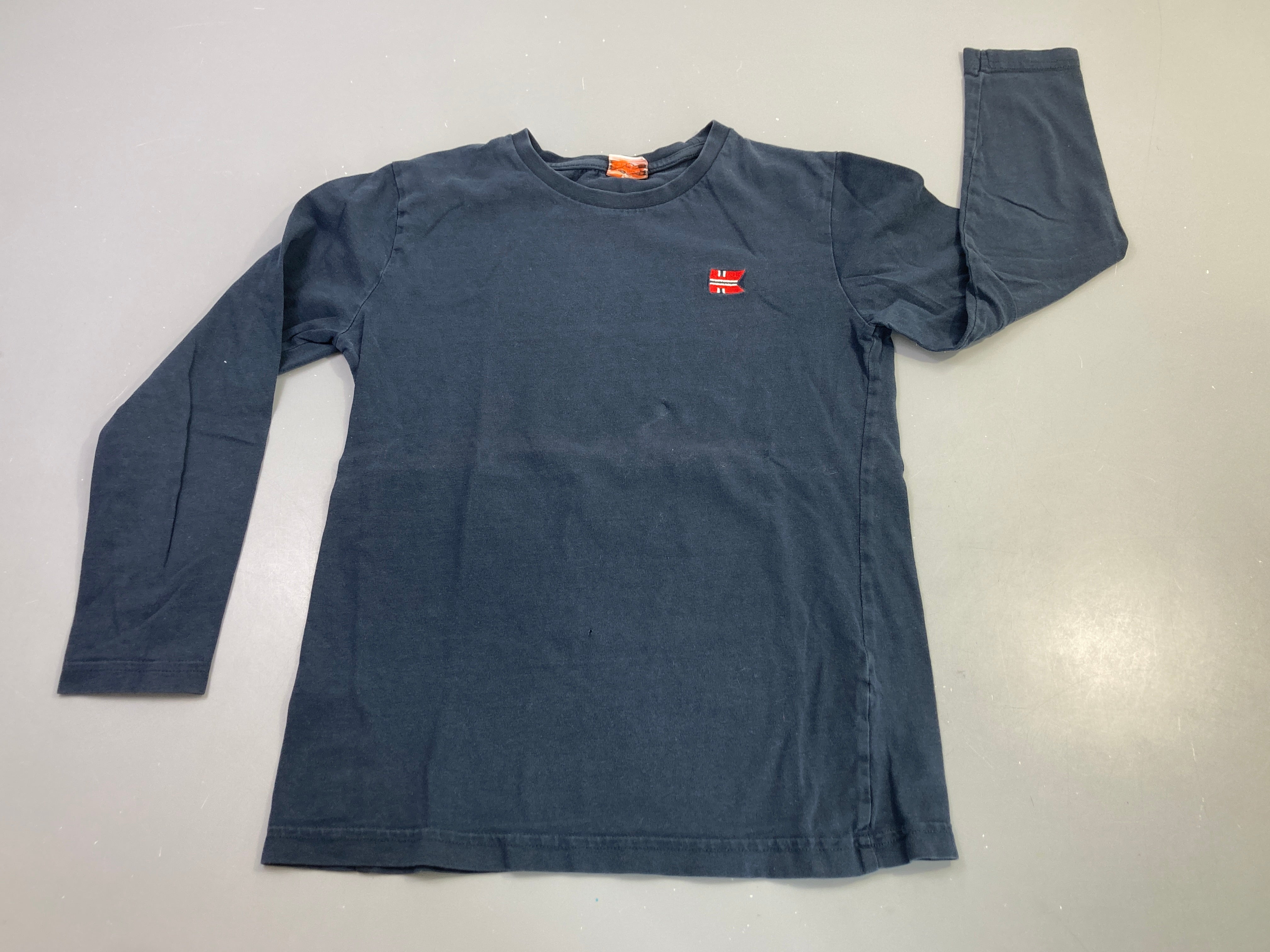 T-shirt m.l bleu marine logo drapeau rouge