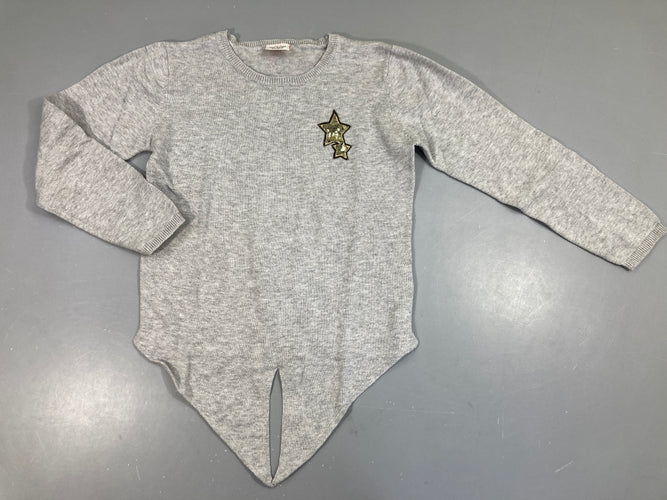 Pull gris chiné étoiles sequins, moins cher chez Petit Kiwi