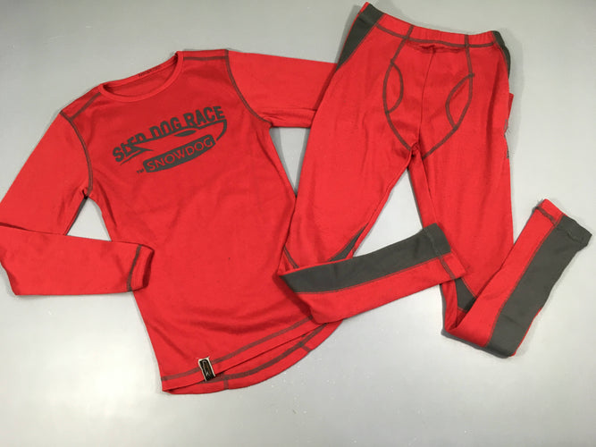 Sous-vêtements thermique 2 pcs rouges Boulochés Snowdog, moins cher chez Petit Kiwi