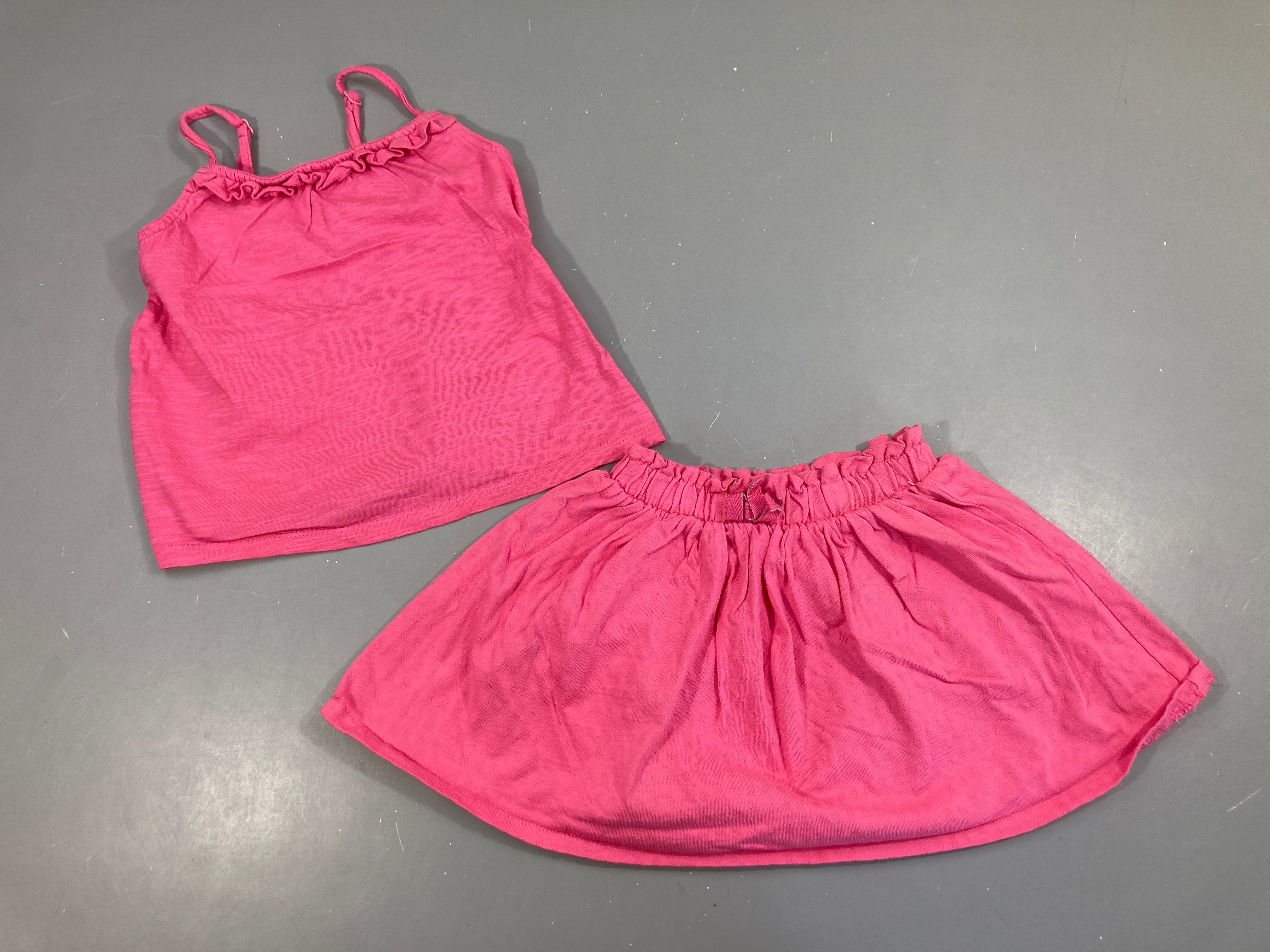 Top fuchsia flammé + Short