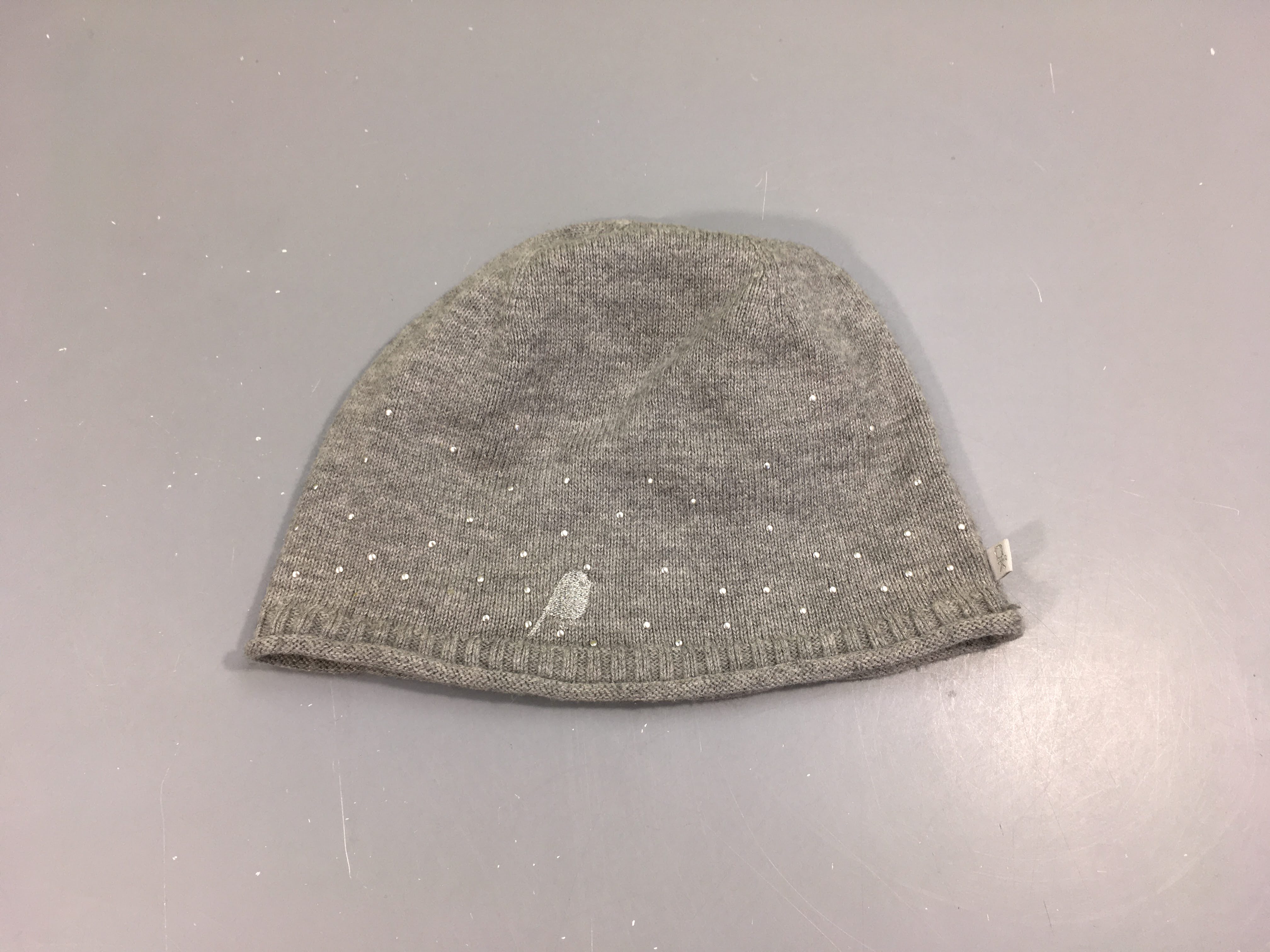 Bonnet gris strass