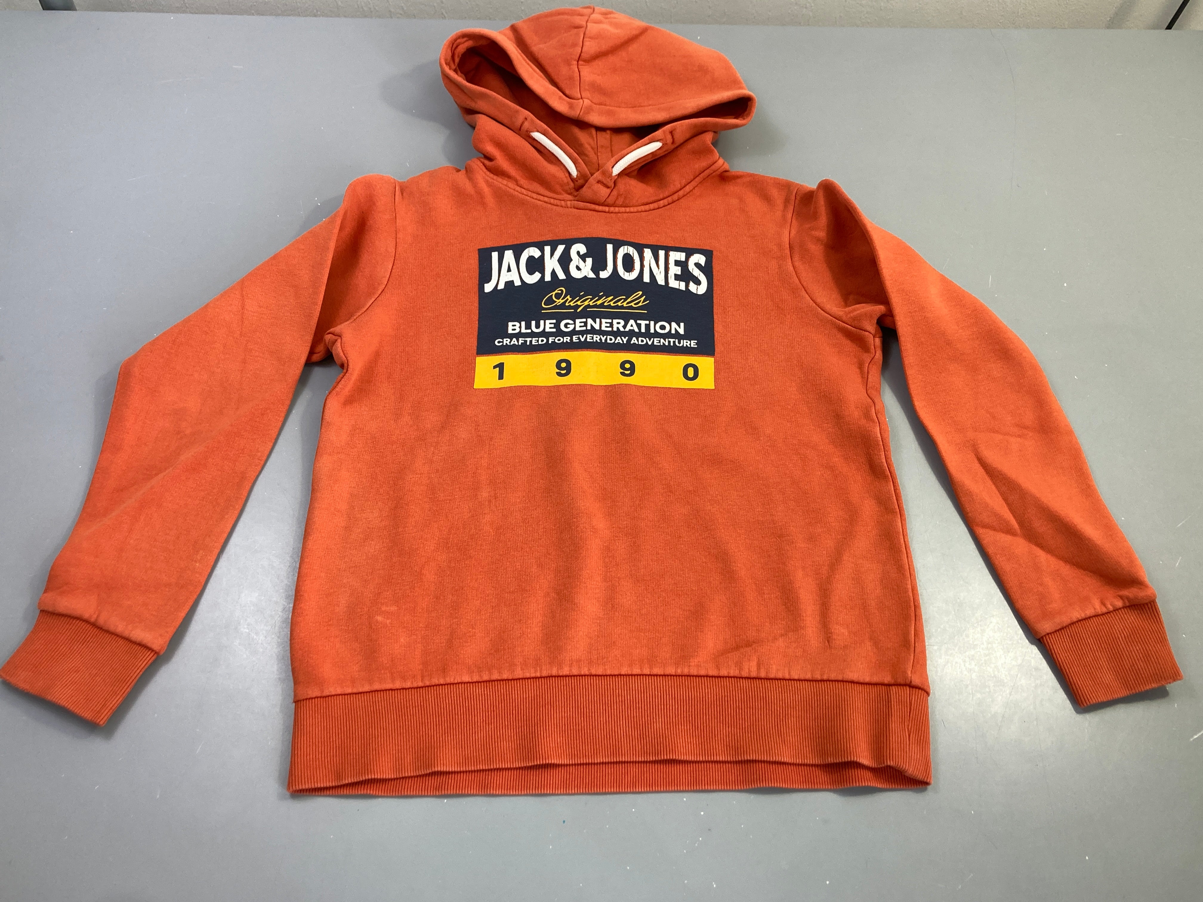 Sweat capuche orange imprimé Jack jones, flocage craquelé