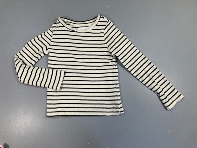 T-shirt m.l blanc rayé noir, moins cher chez Petit Kiwi