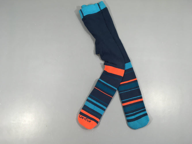 Collants bleu rayé orange Wed'ze, moins cher chez Petit Kiwi