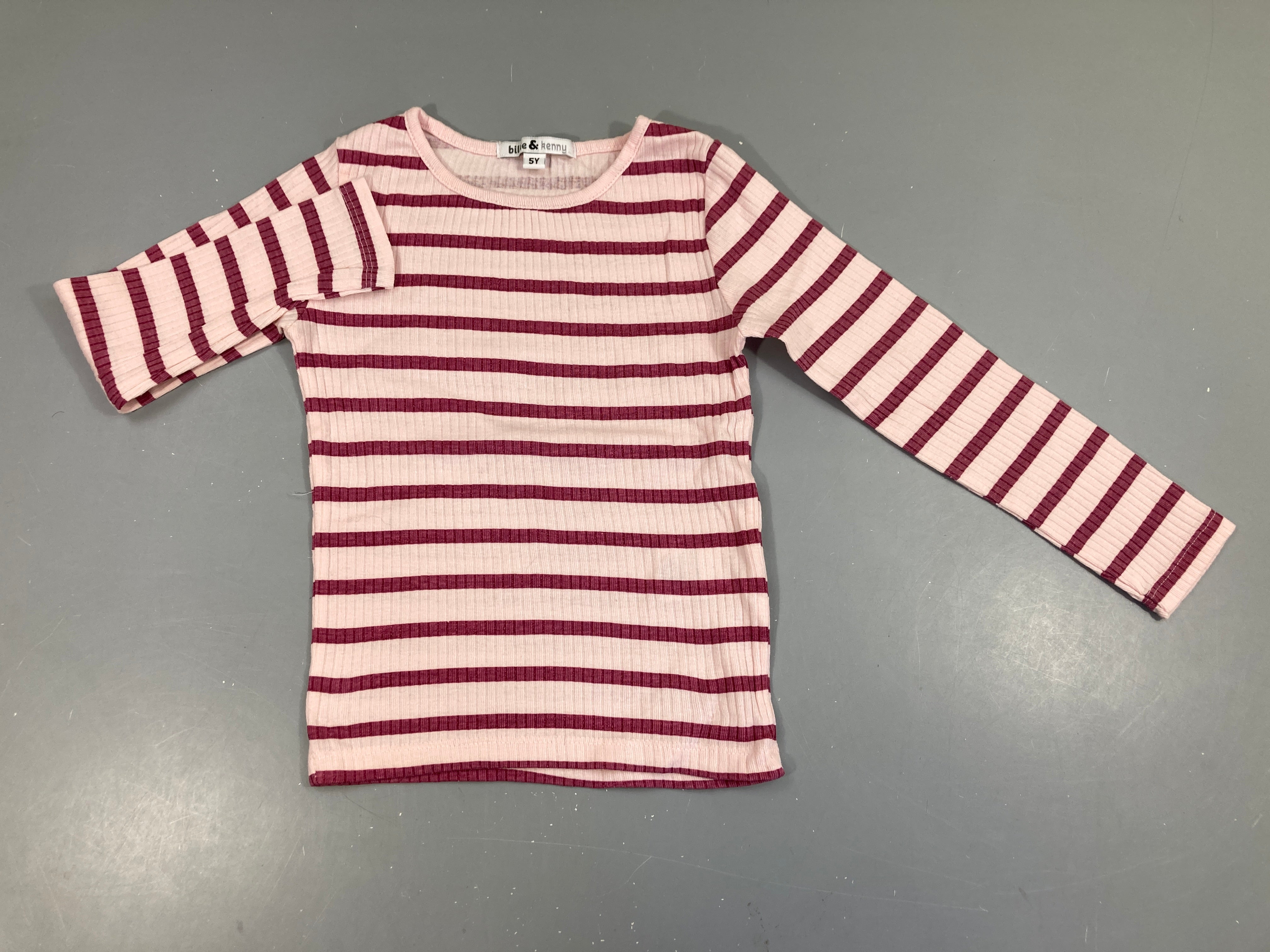 T-shirt m.l rose rayé rose foncé