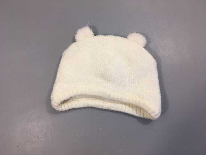 Bonnet mailles blanc oreilles, moins cher chez Petit Kiwi