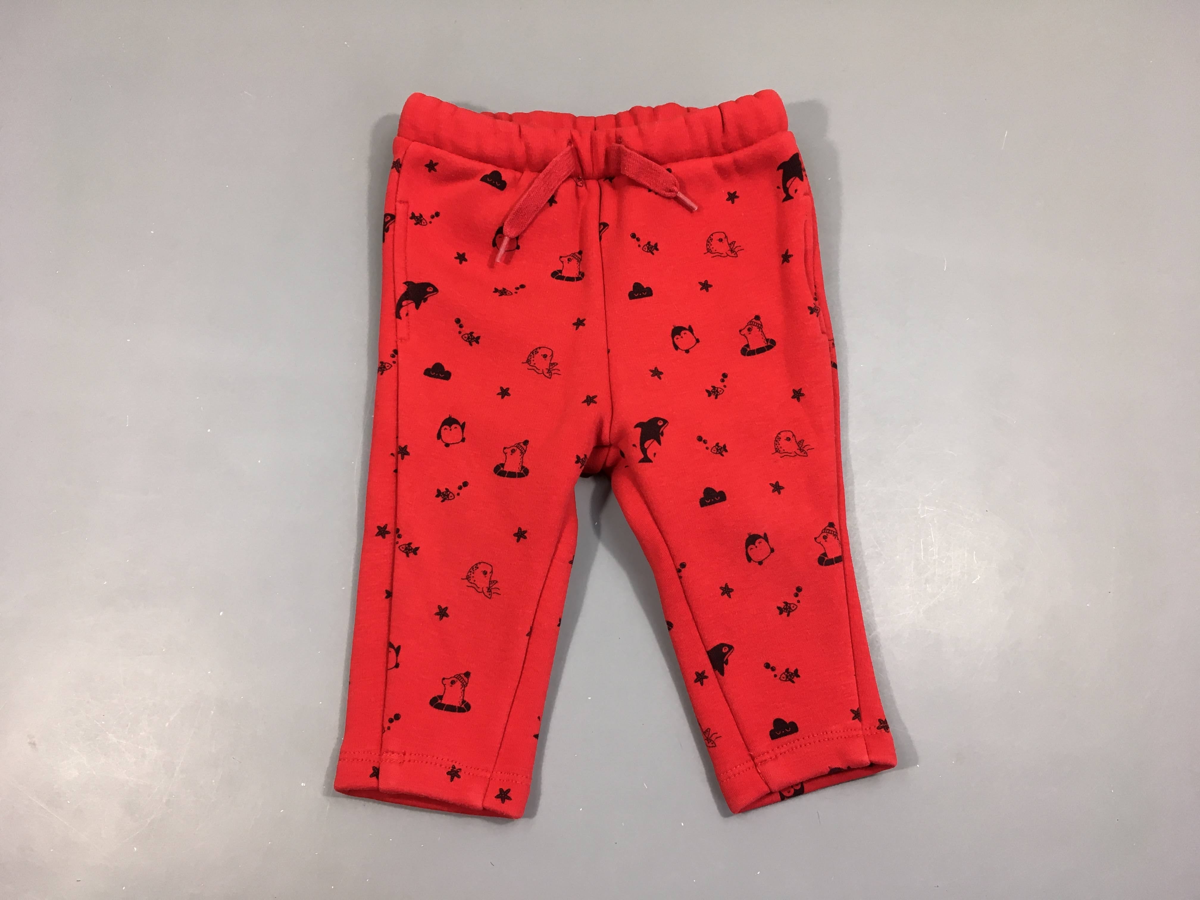 Pantalon molleton rouge animaux