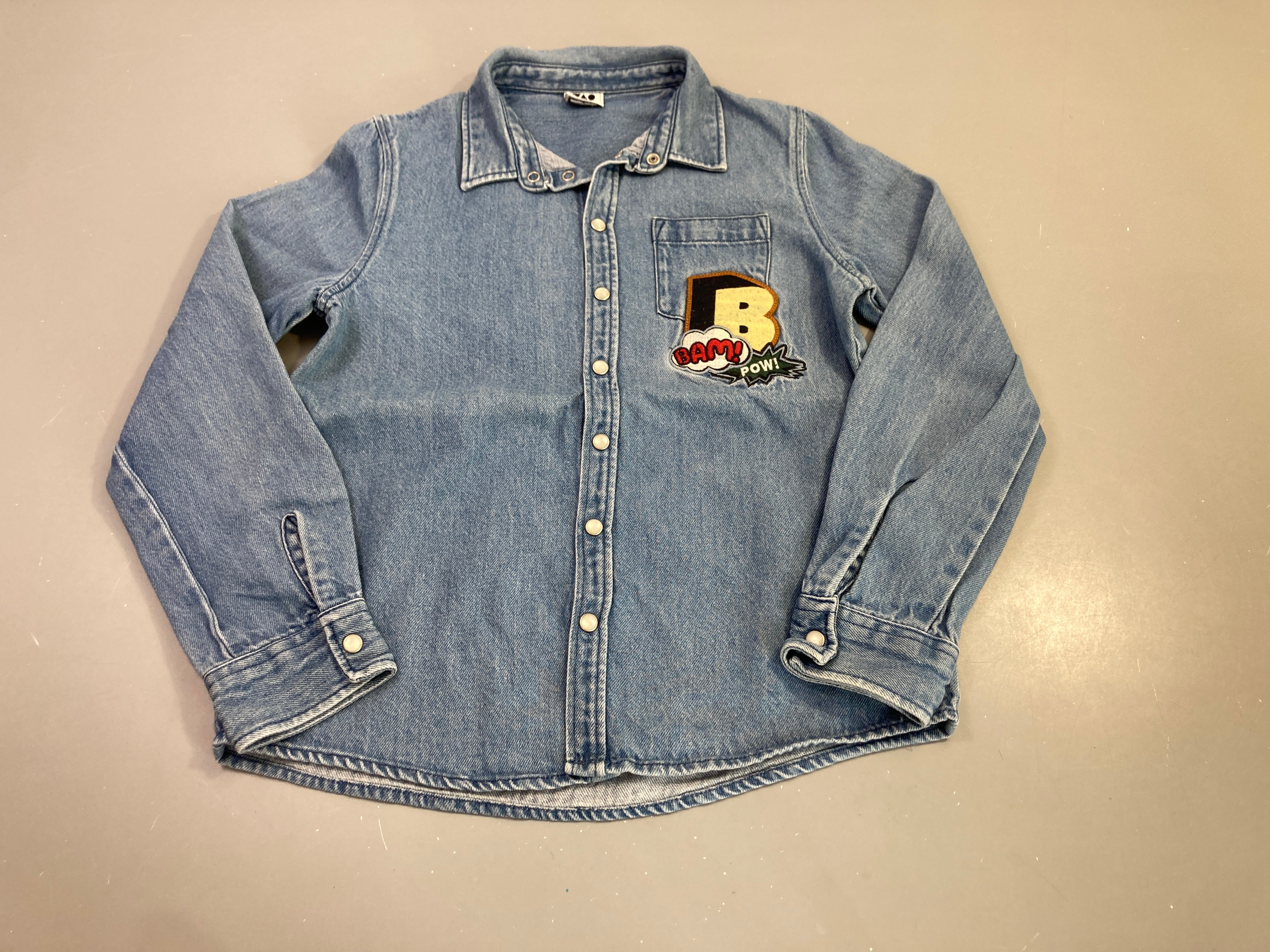 Chemise m.l bleu jean imprimé BAM POW