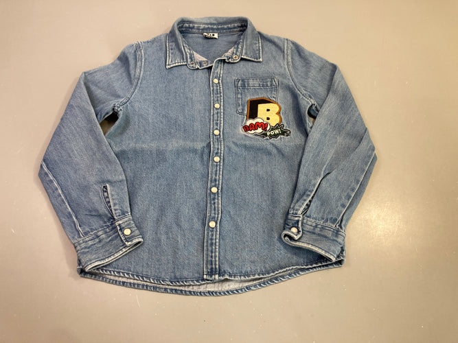 Chemise m.l bleu jean imprimé BAM POW, moins cher chez Petit Kiwi