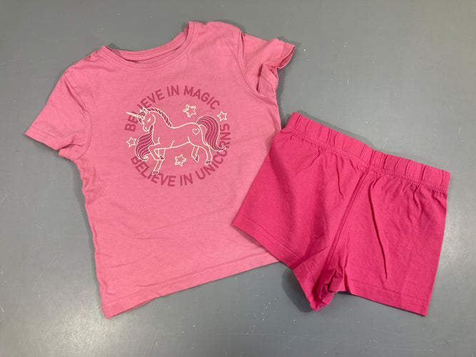 Pyjashort 2pcs jersey rose licorne, moins cher chez Petit Kiwi